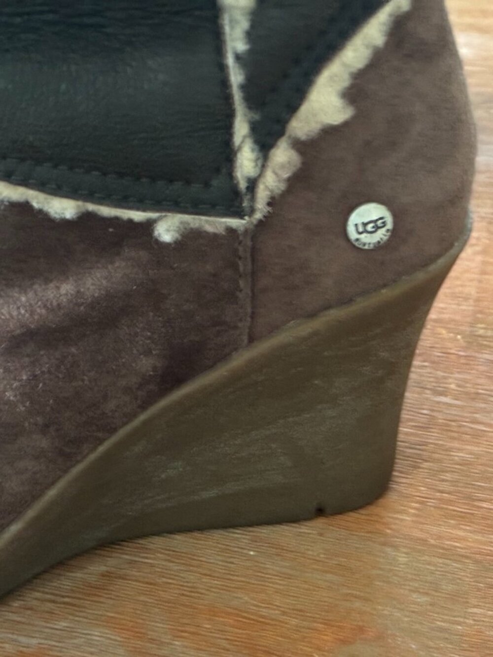 UGG Womens Suede & Leather Aubrie Tall Wedge Boots Size 8 - Picture 8 of 10